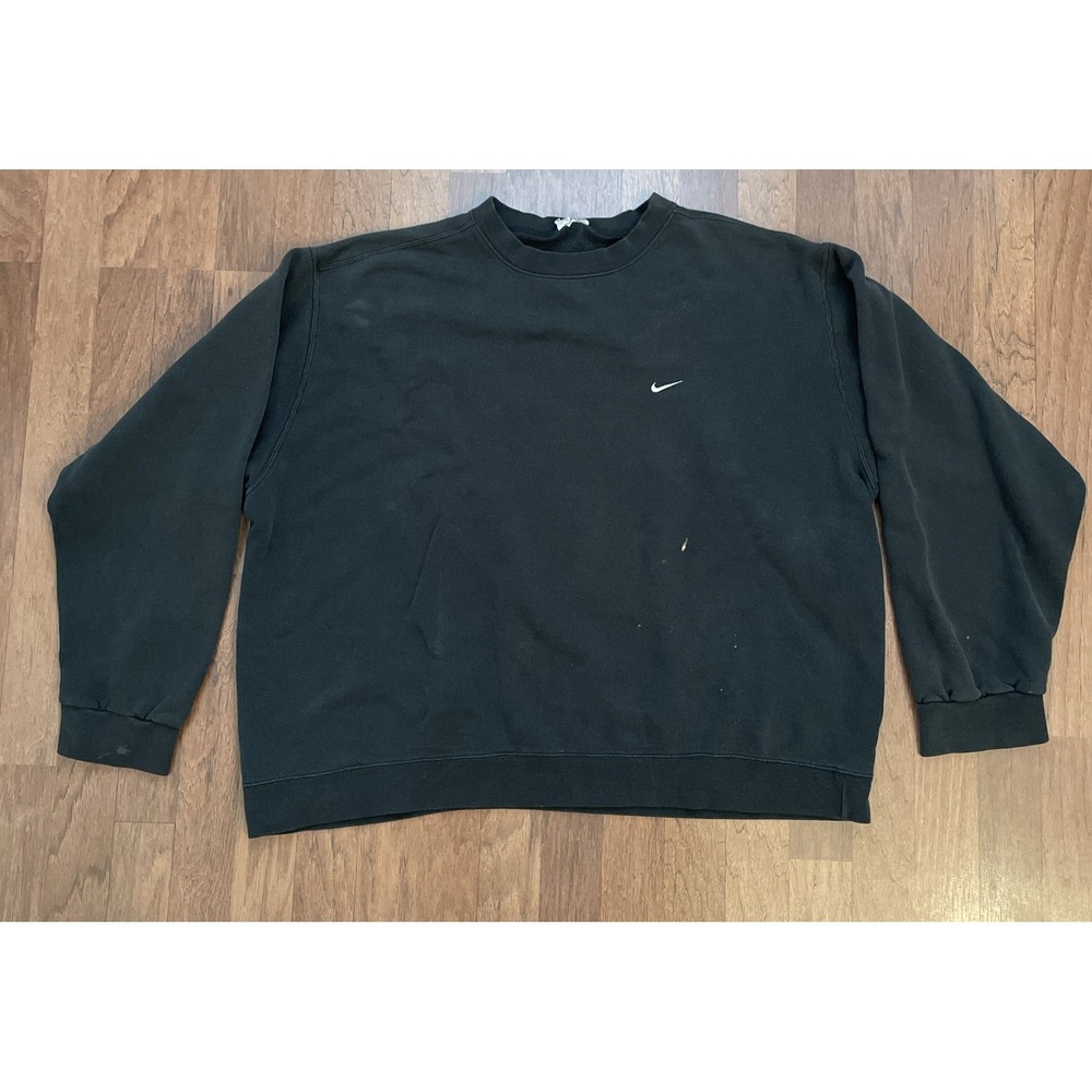 Vintage 90s Nike Black Pullover Crewneck Sz XL Swoosh Distressed Faded - Picture 3 of 9